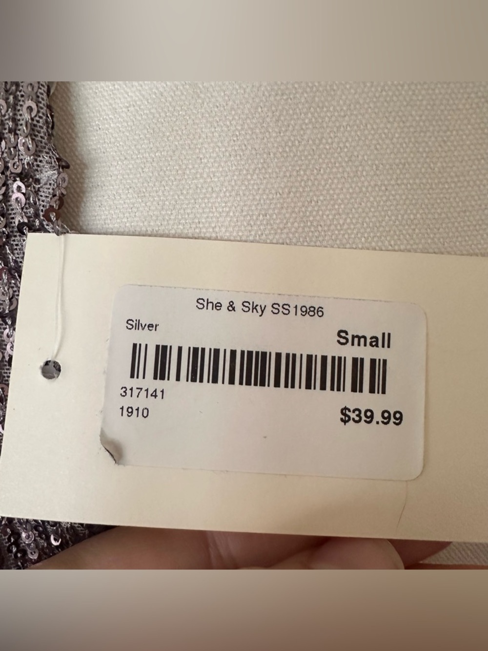 Silver Sequin Party Top Women S Open Back Draped Blouse Cocktail Holiday Glam — image 6 of 7